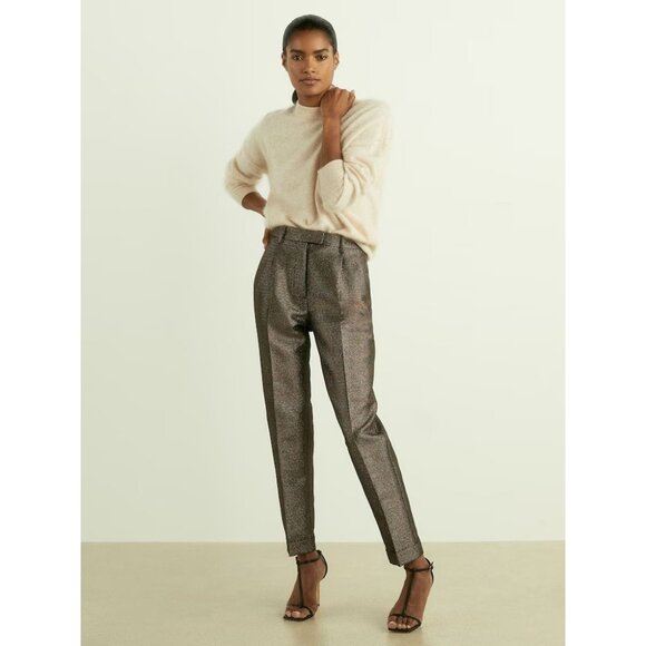 Reiss Pants - Reiss Sienna Sparkle Tapered Trousers in Dark Gold Sz 6 NEw $220